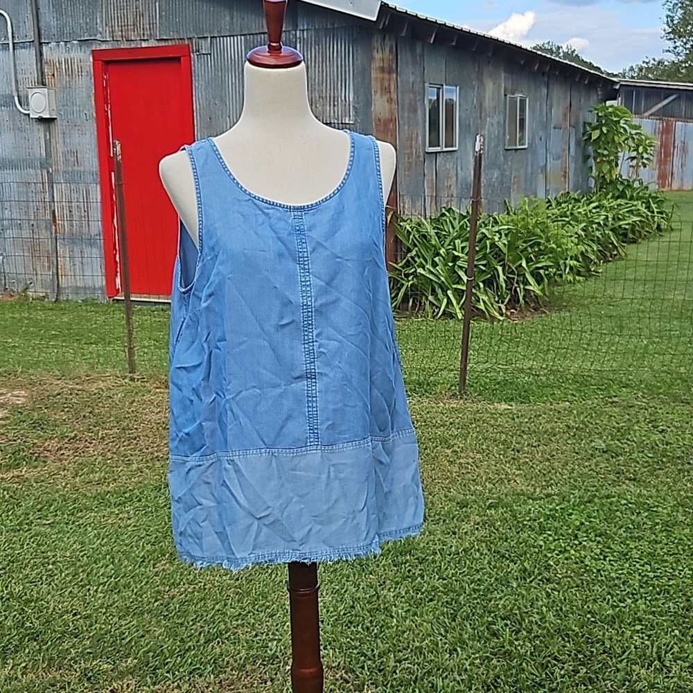 J. Jill Denim Two-Toned Indigo Sleeveless Tunic